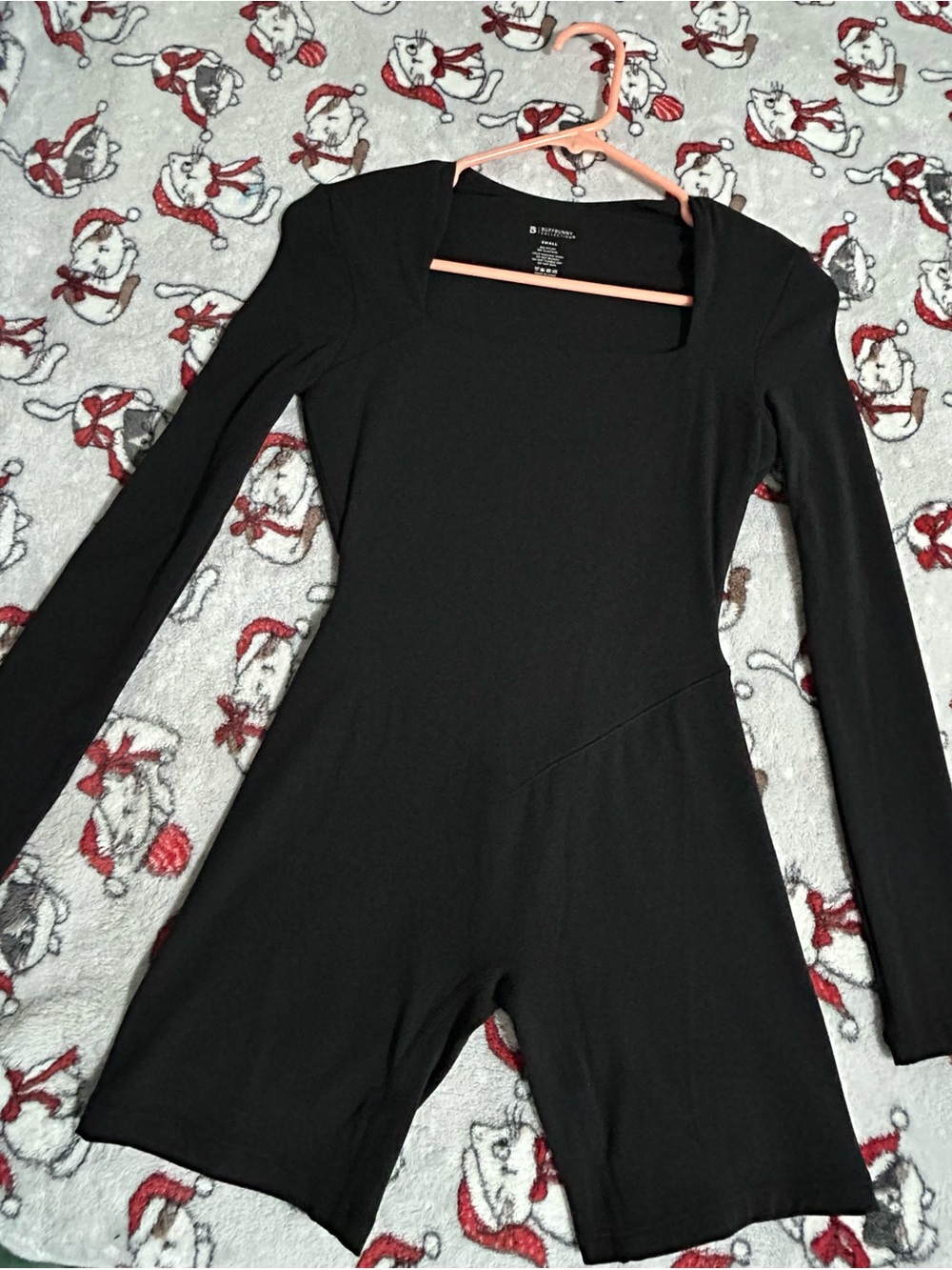 BUFFBUNNY Black Long Sleeve Square Neck Romper/OnePiece SMALL